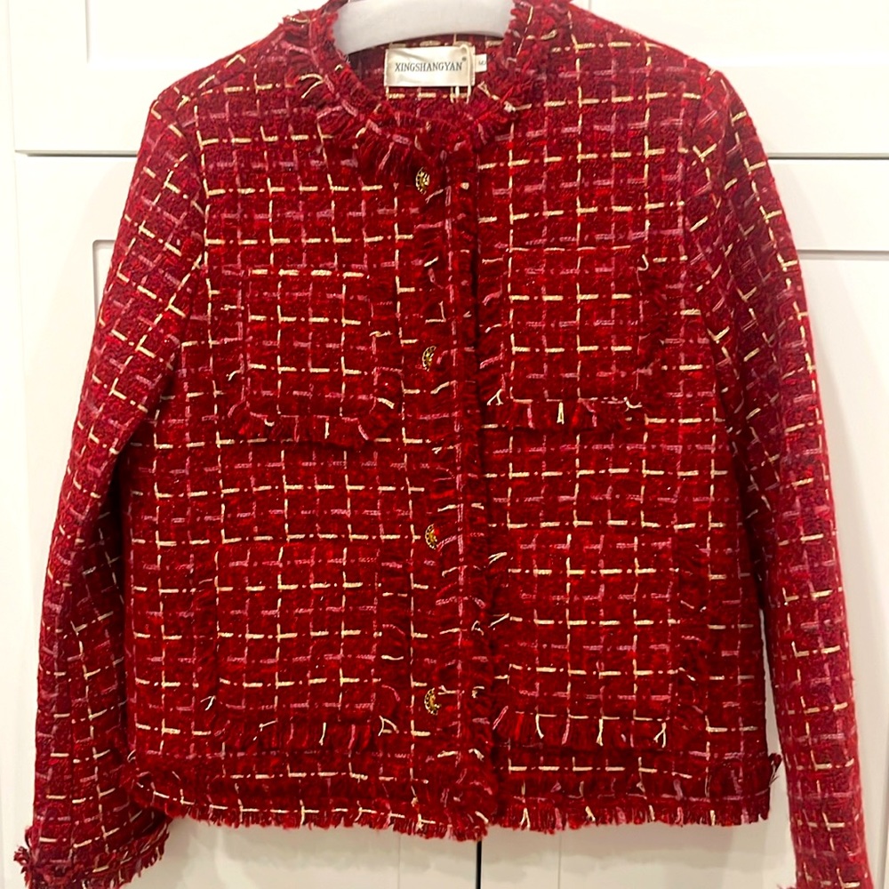 Red tweed jacket
